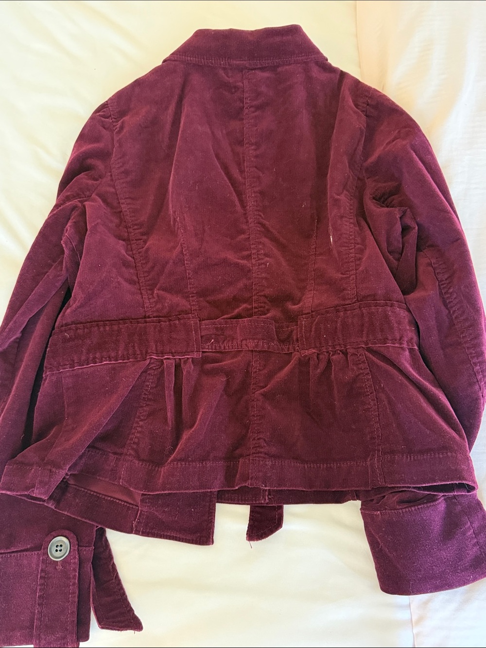 LOFT Burgundy Corduroy Belted Blazer - Picture 6 of 6